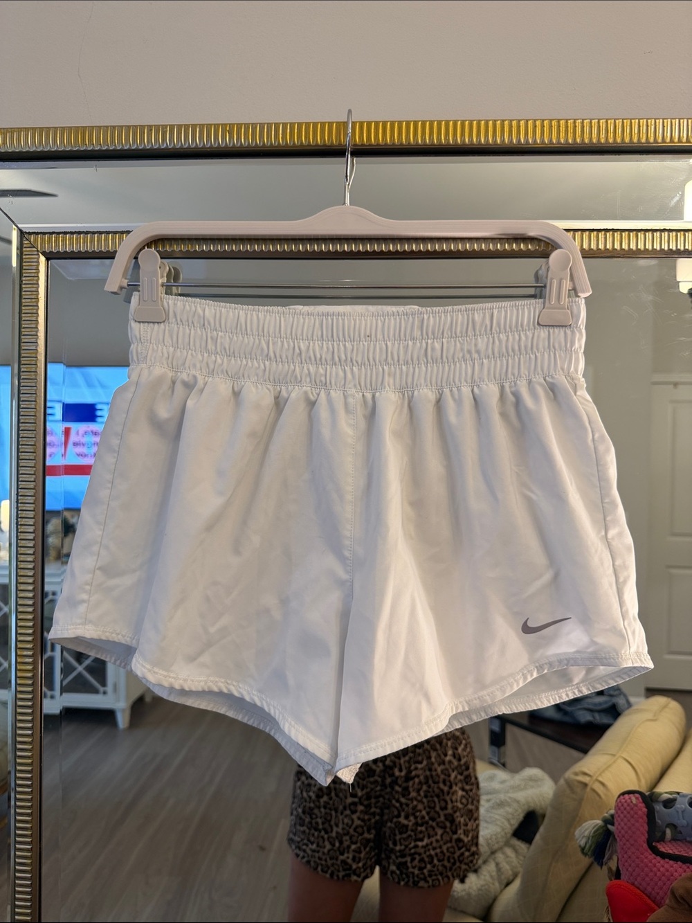 Nike White Women’s Elastic-Waist Athletic Shorts